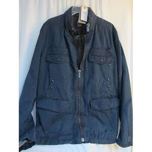 HUGO BOSS Orange Men's Blue Cotton P-Coat, Size 44R